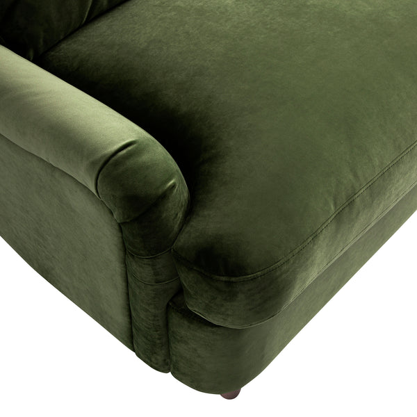 Daphnis Fern Green Velvet Sofa Bed, Grande Chaise Left Hand Facing
