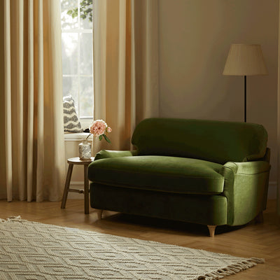 Daphnis Fern Green Velvet Sofa Bed, Loveseat