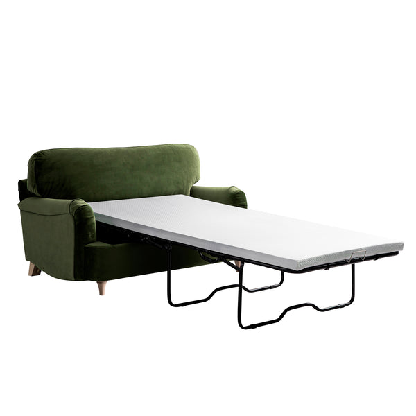 Daphnis Fern Green Velvet Sofa Bed, Loveseat