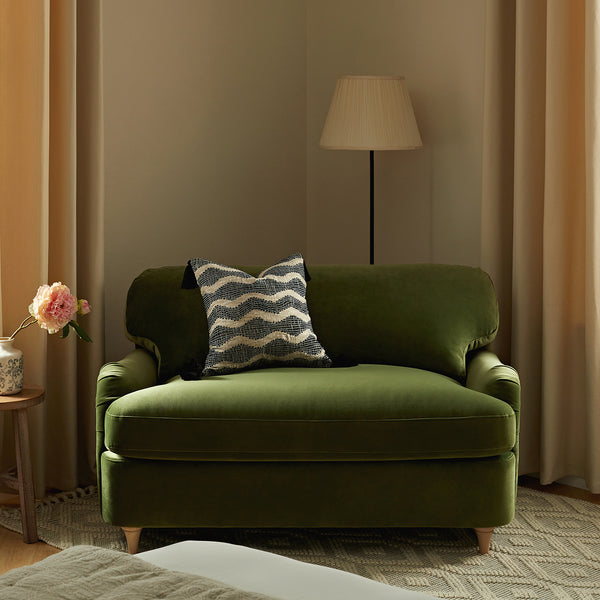 Daphnis Fern Green Velvet Sofa Bed, Loveseat