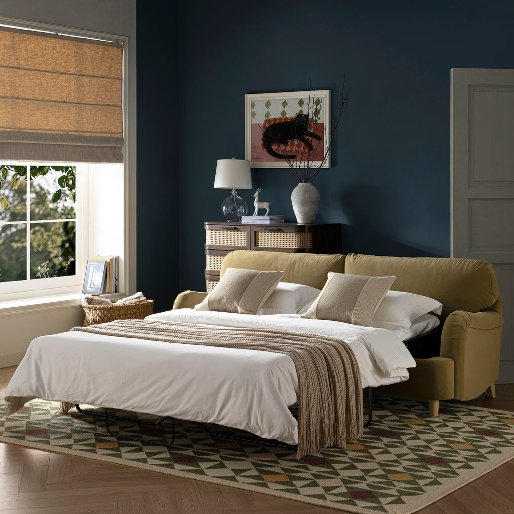 Daphnis Fudge Velvet Sofa Bed, Large 3-Seater | daals