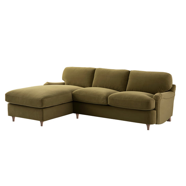 Daphnis Fudge Velvet Sofa Bed, Grande Chaise Left Hand Facing - daals