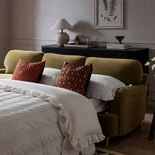 Daphnis Fudge Velvet Sofa Bed, Grande Chaise Left Hand Facing - daals