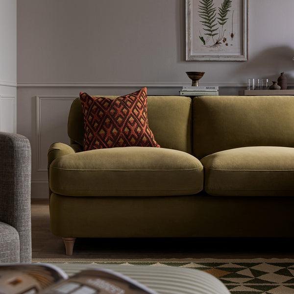 Daphnis Fudge Velvet Sofa Bed, Grande Chaise Right Hand Facing