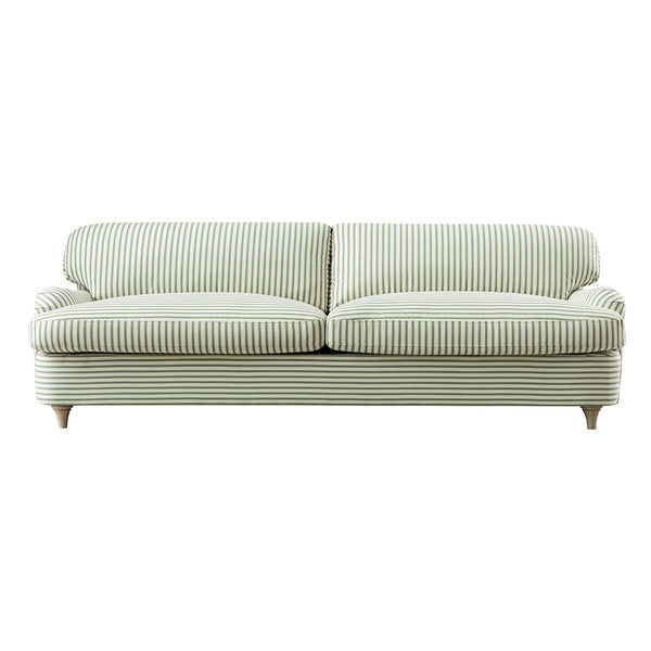 Daphnis Green Striped Linen Blend Sofa Bed, Large 3-Seater
