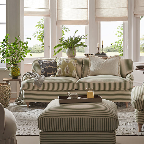 Daphnis Green Striped Linen Blend Sofa Bed, Large 3-Seater