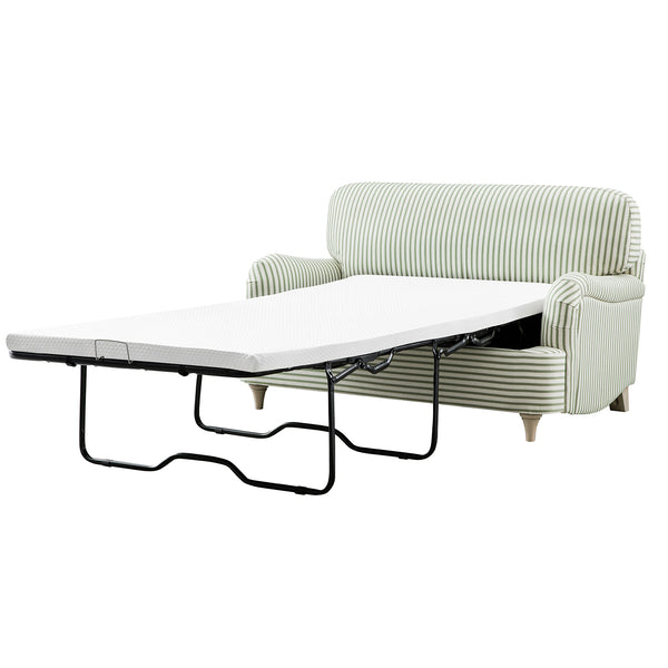 Daphnis Green Striped Linen Blend Fabric Sofa Bed, Loveseat