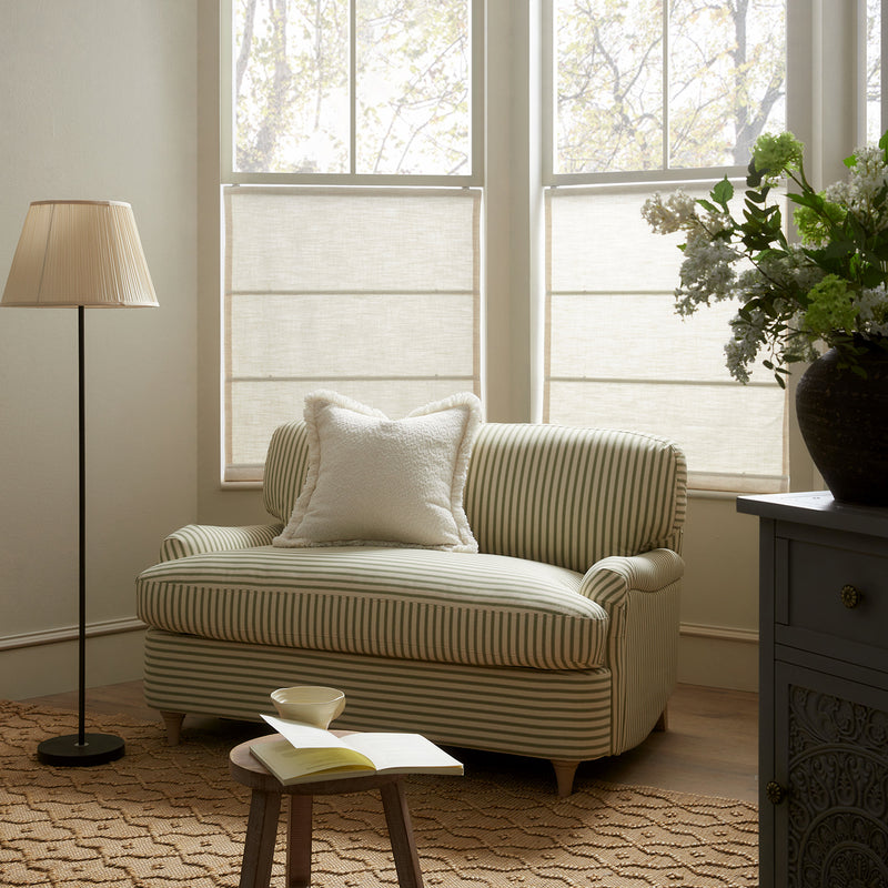 Daphnis Green Striped Linen Blend Fabric Sofa Bed, Loveseat