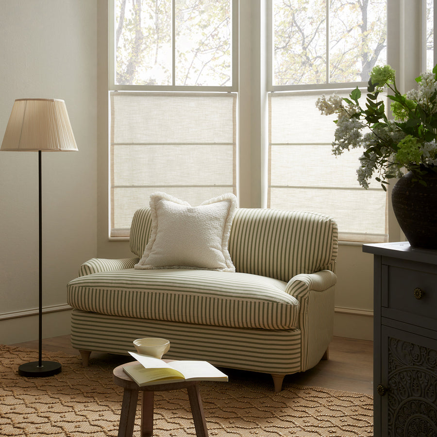 Daphnis Green Striped Linen Blend Fabric Sofa Bed, Loveseat