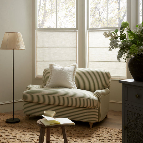 Daphnis Green Striped Linen Blend Fabric Sofa Bed, Loveseat - daals