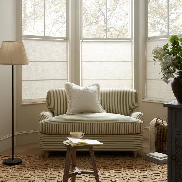 Daphnis Green Striped Linen Blend Fabric Sofa Bed, Loveseat - daals