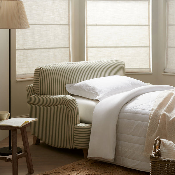 Daphnis Green Striped Linen Blend Fabric Sofa Bed, Loveseat - daals