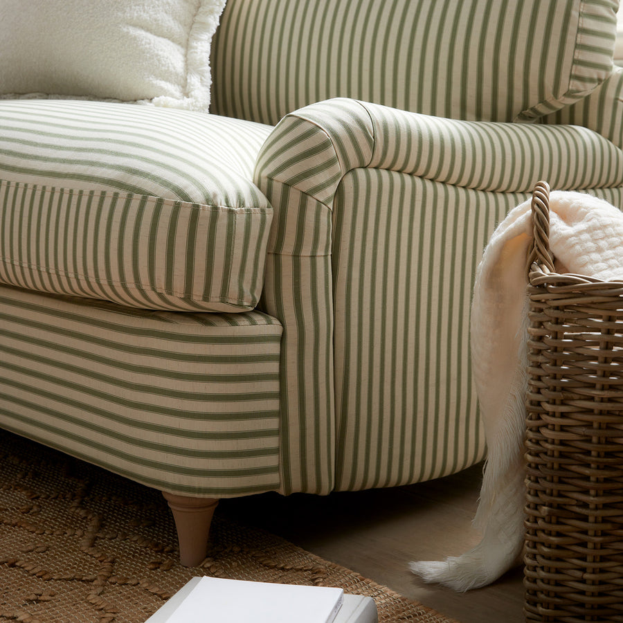 Daphnis Green Striped Linen Blend Fabric Sofa Bed, Loveseat