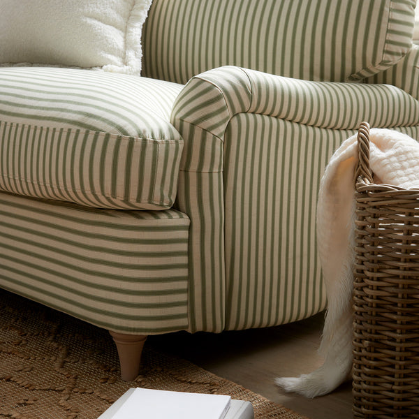 Daphnis Green Striped Linen Blend Fabric Sofa Bed, Loveseat - daals