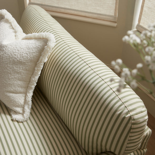 Daphnis Green Striped Linen Blend Fabric Sofa Bed, Loveseat - daals