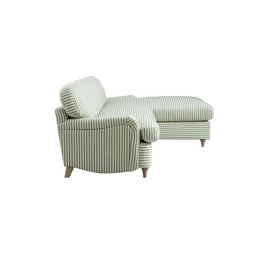 Daphnis Green Striped Linen Blend Sofa Bed, Grande Chaise Right Hand Facing