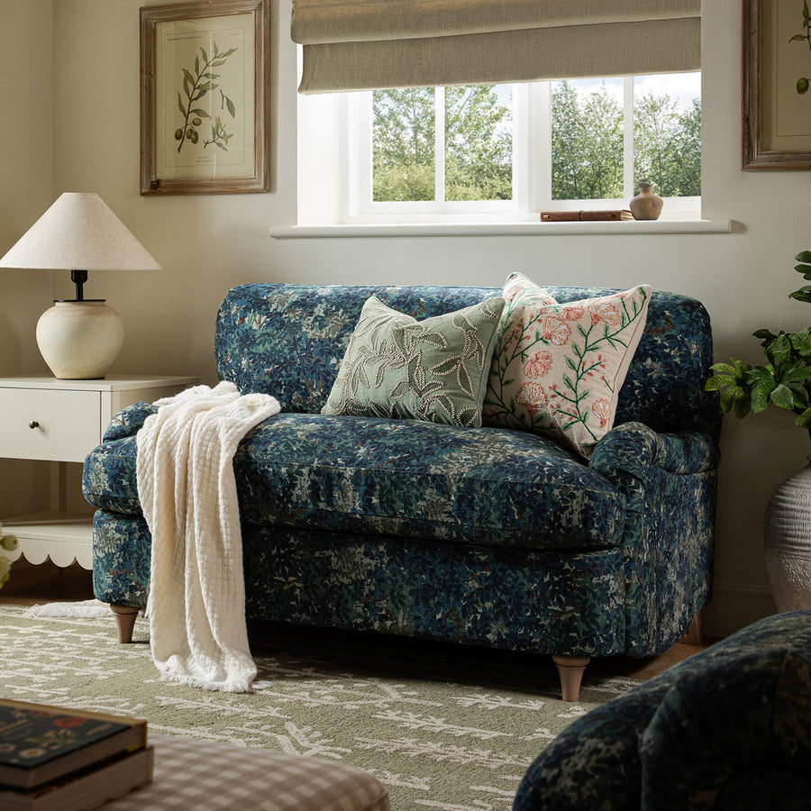 Daphnis Julien Patterned Linen Blend Fabric Sofa Bed, Loveseat