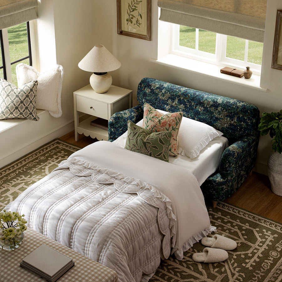 Daphnis Julien Patterned Linen Blend Fabric Sofa Bed, Loveseat