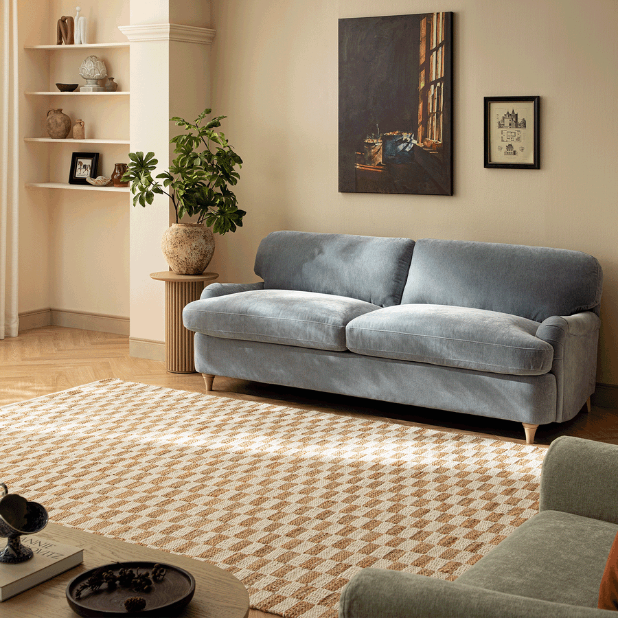 Daphnis Soft Blue Chenille Sofa Bed, Large 3-Seater