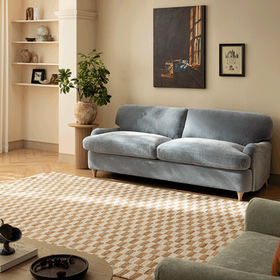 Daphnis Soft Blue Chenille Sofa Bed, Large 3-Seater