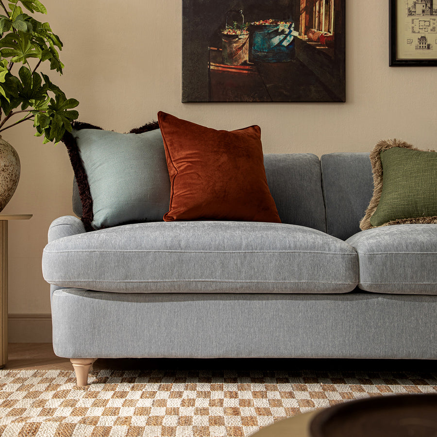 Daphnis Soft Blue Chenille Sofa Bed, Large 3-Seater - daals