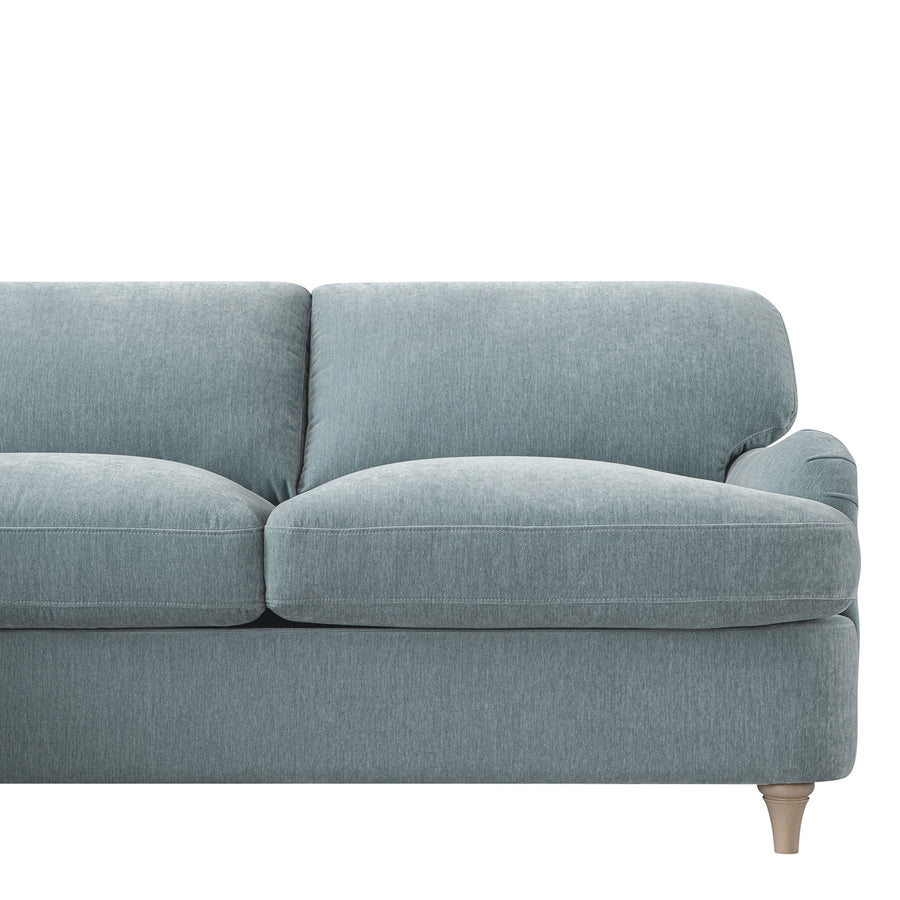 Daphnis Soft Blue Chenille Sofa Bed, Grande Chaise Left Hand Facing