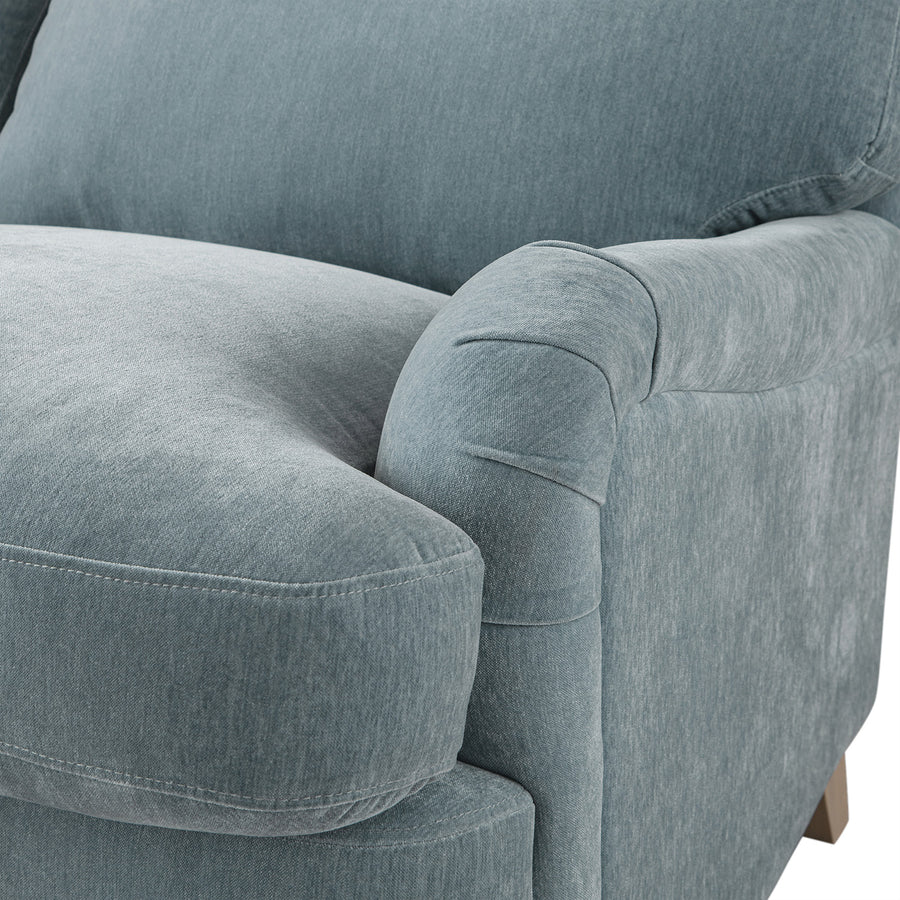 Daphnis Soft Blue Chenille Sofa Bed, Grande Chaise Left Hand Facing