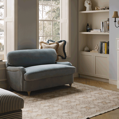 Daphnis Soft Blue Chenille Sofa Bed, Loveseat