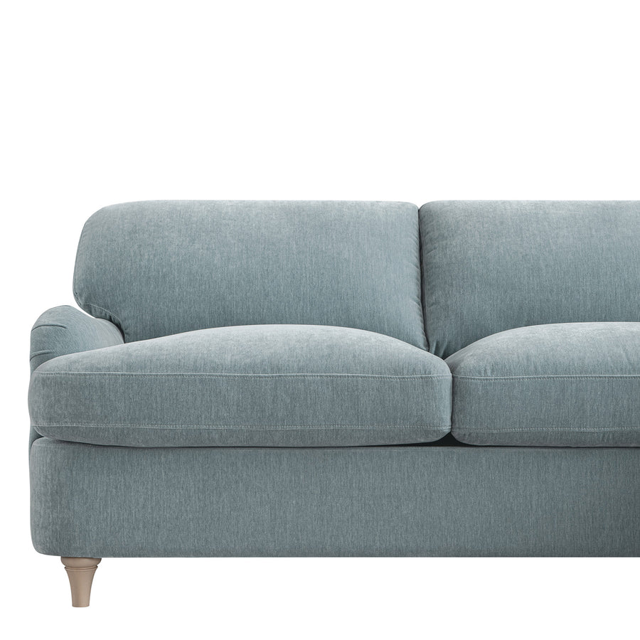 Daphnis Soft Blue Chenille Sofa Bed, Grande Chaise Right Hand Facing