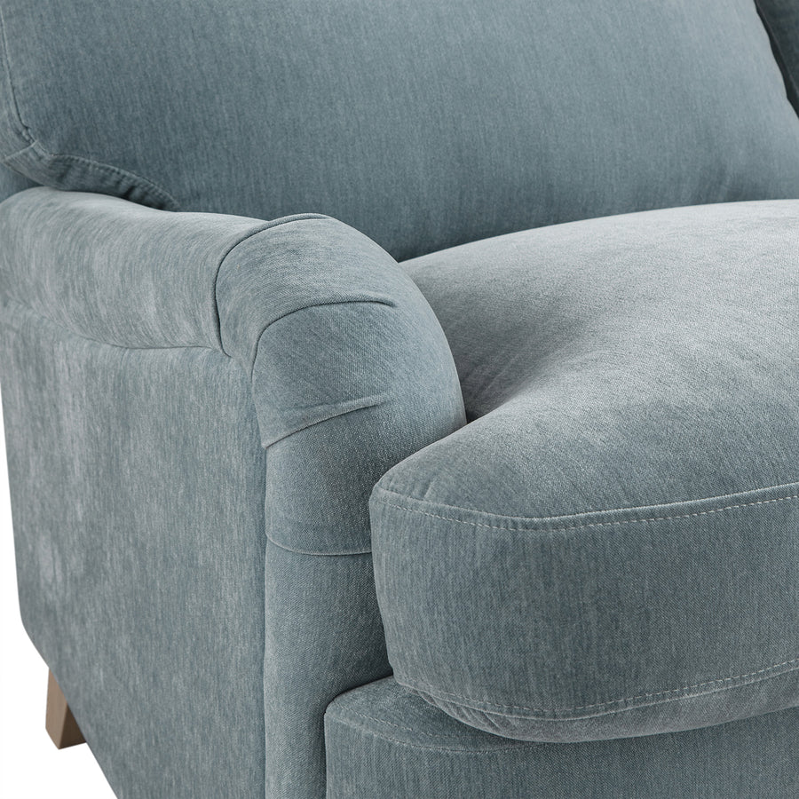 Daphnis Soft Blue Chenille Sofa Bed, Grande Chaise Right Hand Facing
