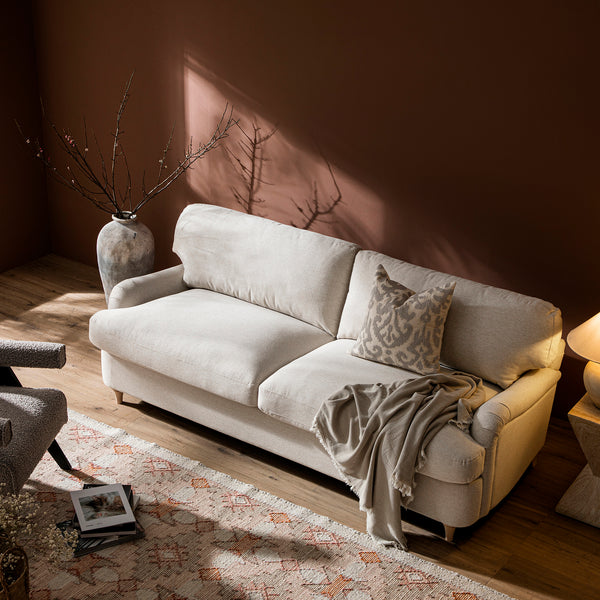 Daphnis Oatmeal Fabric Sofa Bed, Large 3-Seater