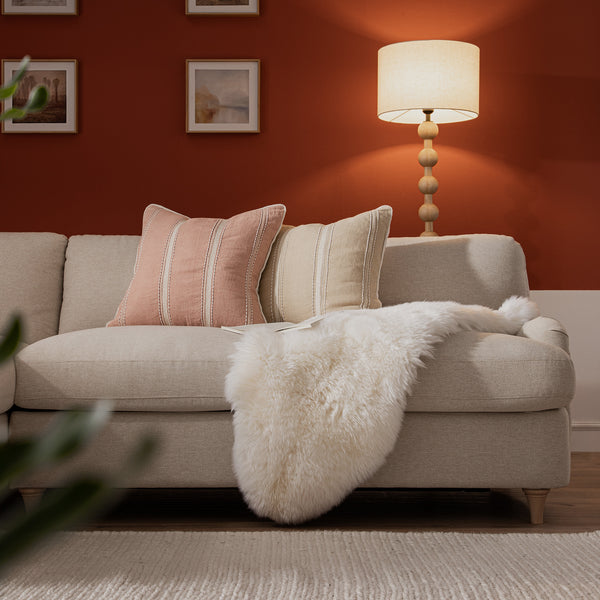 Daphnis Oatmeal Fabric Sofa Bed, Grande Chaise Left Hand Facing