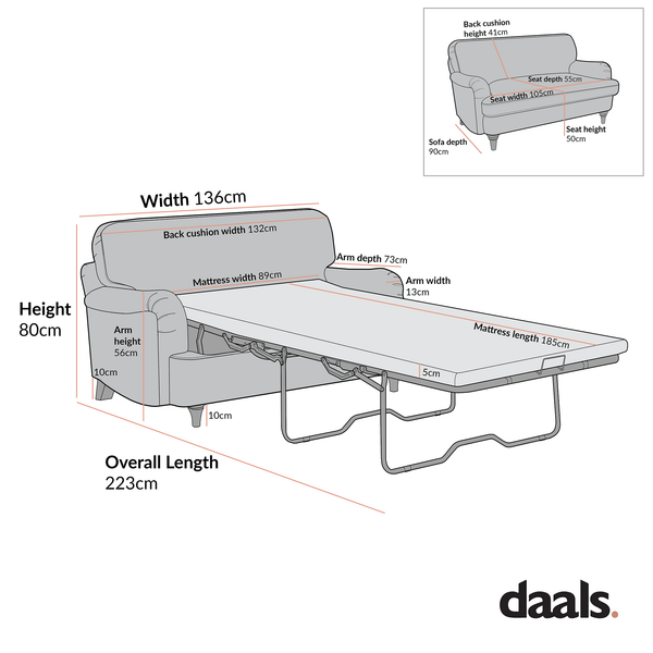 Daphnis Cinnamon Velvet Sofa Bed, Loveseat