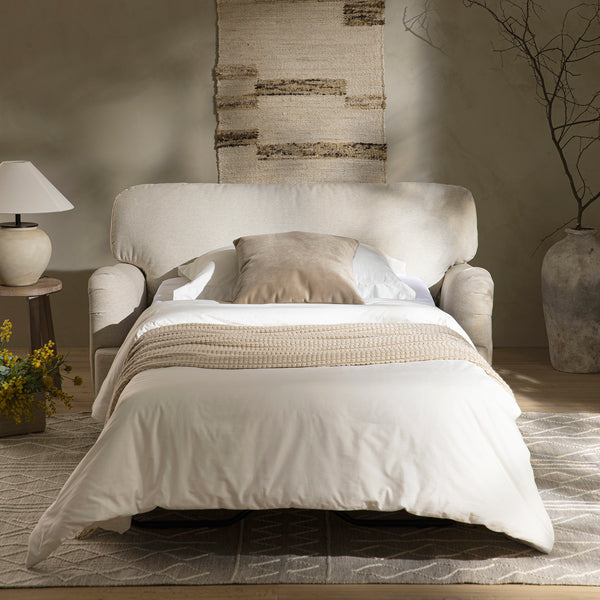 Daphnis Oatmeal Fabric Sofa Bed, Loveseat