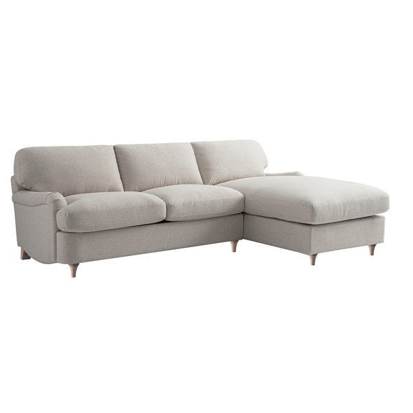 Daphnis Oatmeal Fabric Sofa Bed, Grande Chaise Right Hand Facing