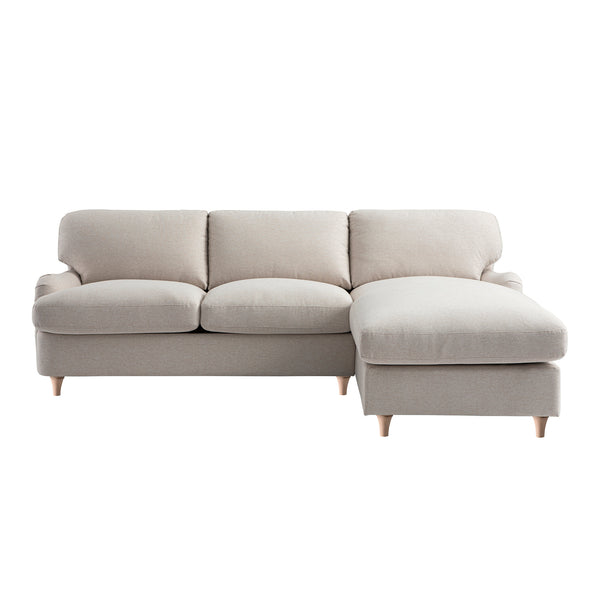Daphnis Oatmeal Fabric Sofa Bed, Grande Chaise Right Hand Facing