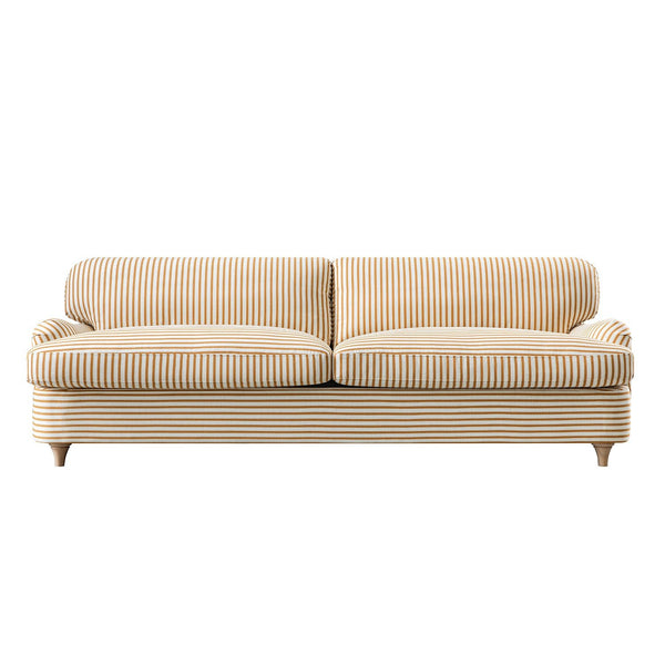 Daphnis Ochre Striped Linen Blend Sofa Bed, Large 3-Seater