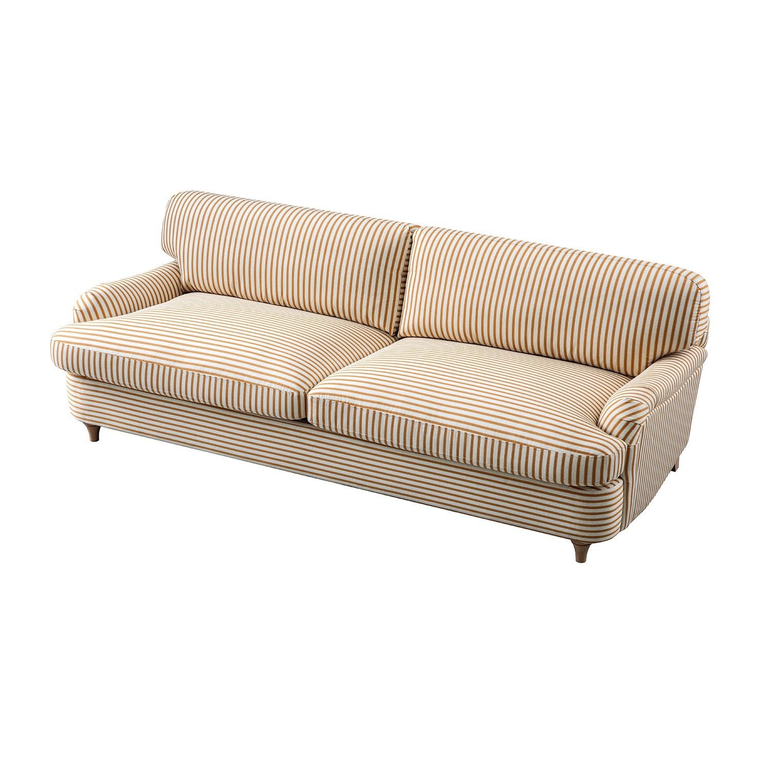 Daphnis Ochre Striped Linen Blend Sofa Bed, Large 3-Seater