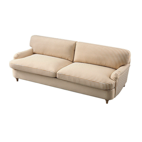 Daphnis Ochre Striped Linen Blend Sofa Bed, Large 3-Seater