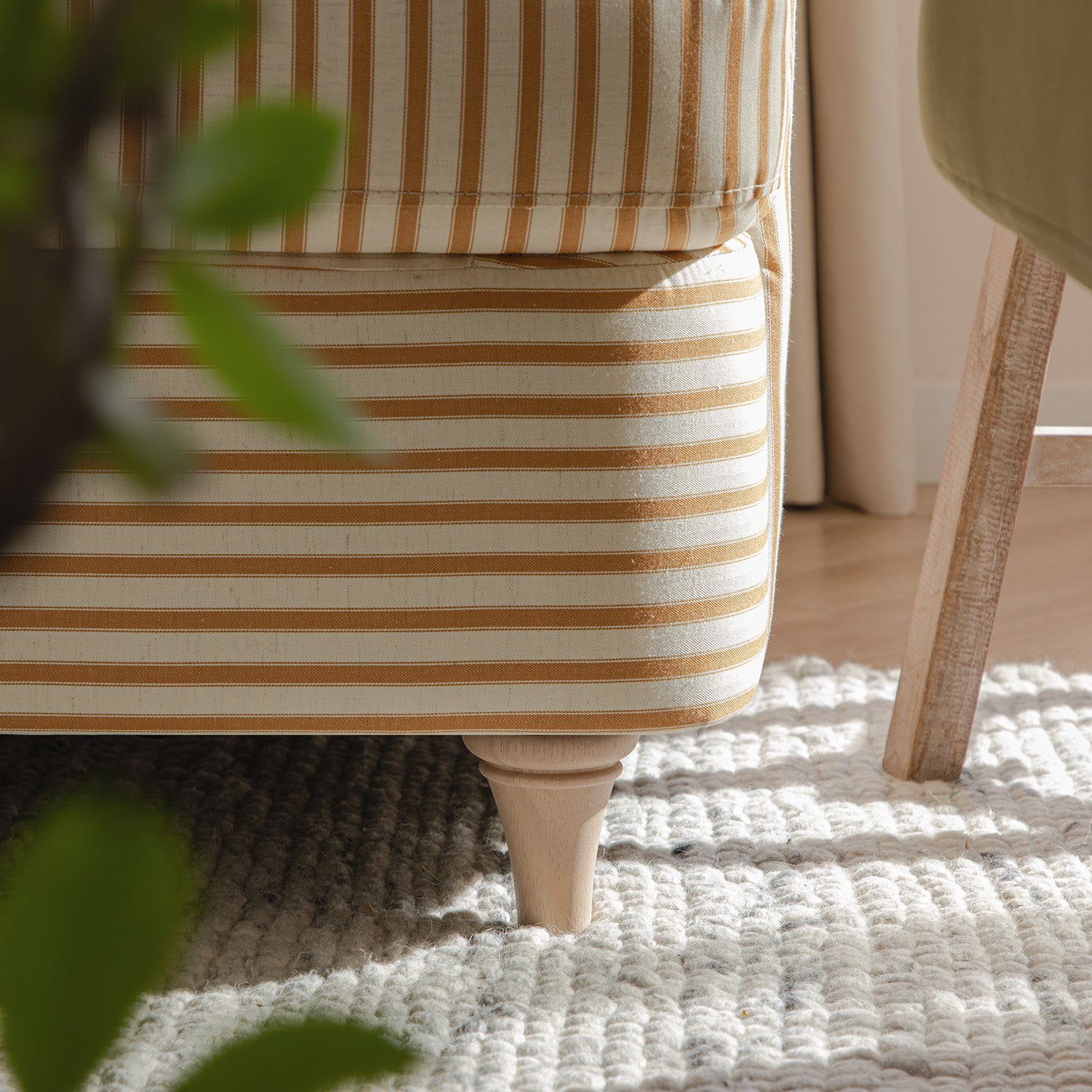 Daphnis Ochre Striped Linen Blend Sofa Bed, Large 3-Seater