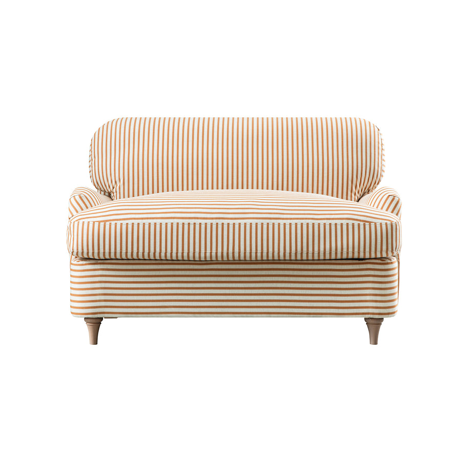 Daphnis Ochre Striped Linen Blend Fabric Sofa Bed, Loveseat