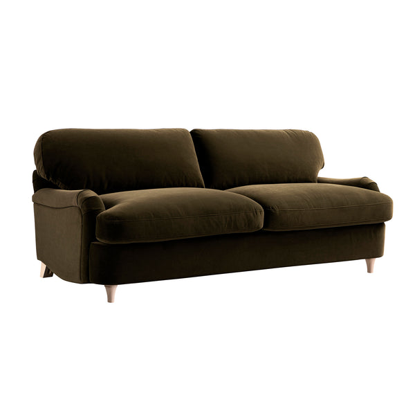 Daphnis Seaweed Velvet Sofa Bed, Large 3-Seater