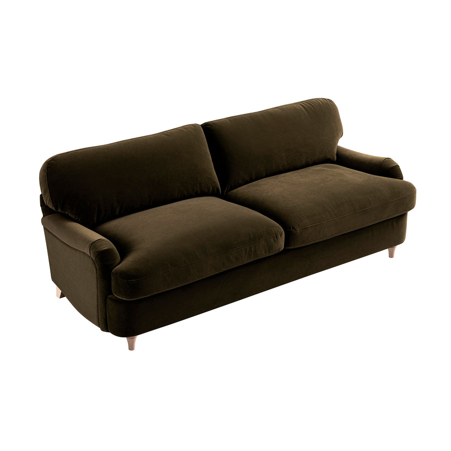 Daphnis Seaweed Velvet Sofa Bed, Large 3-Seater