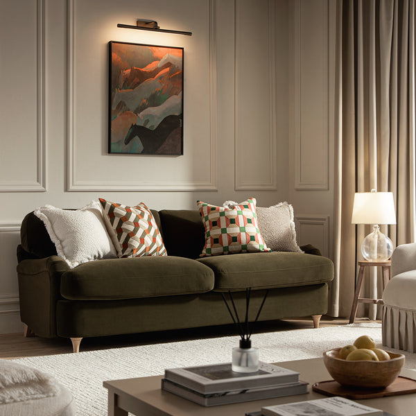 Daphnis Seaweed Velvet Sofa Bed, Large 3-Seater