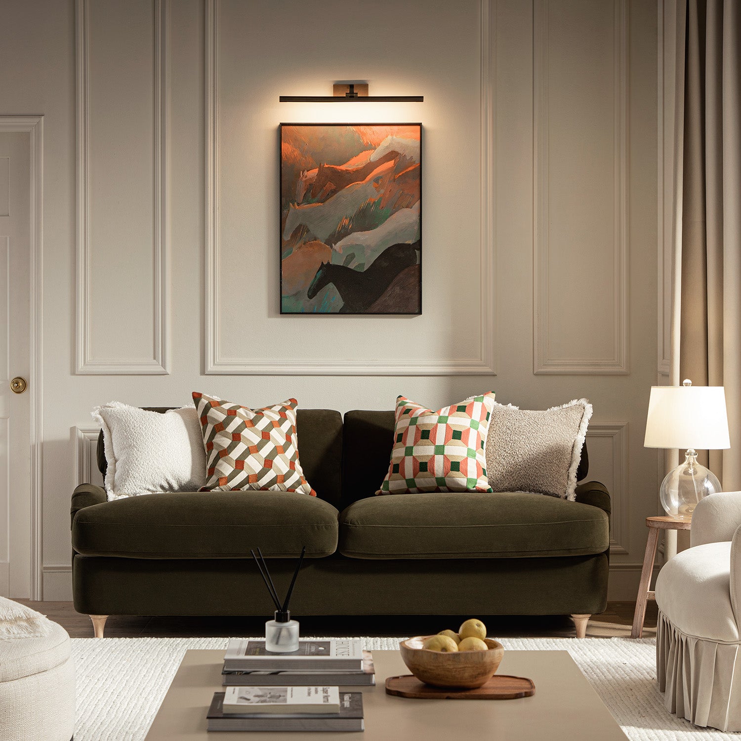 Daphnis Seaweed Velvet Sofa Bed, Large 3-Seater