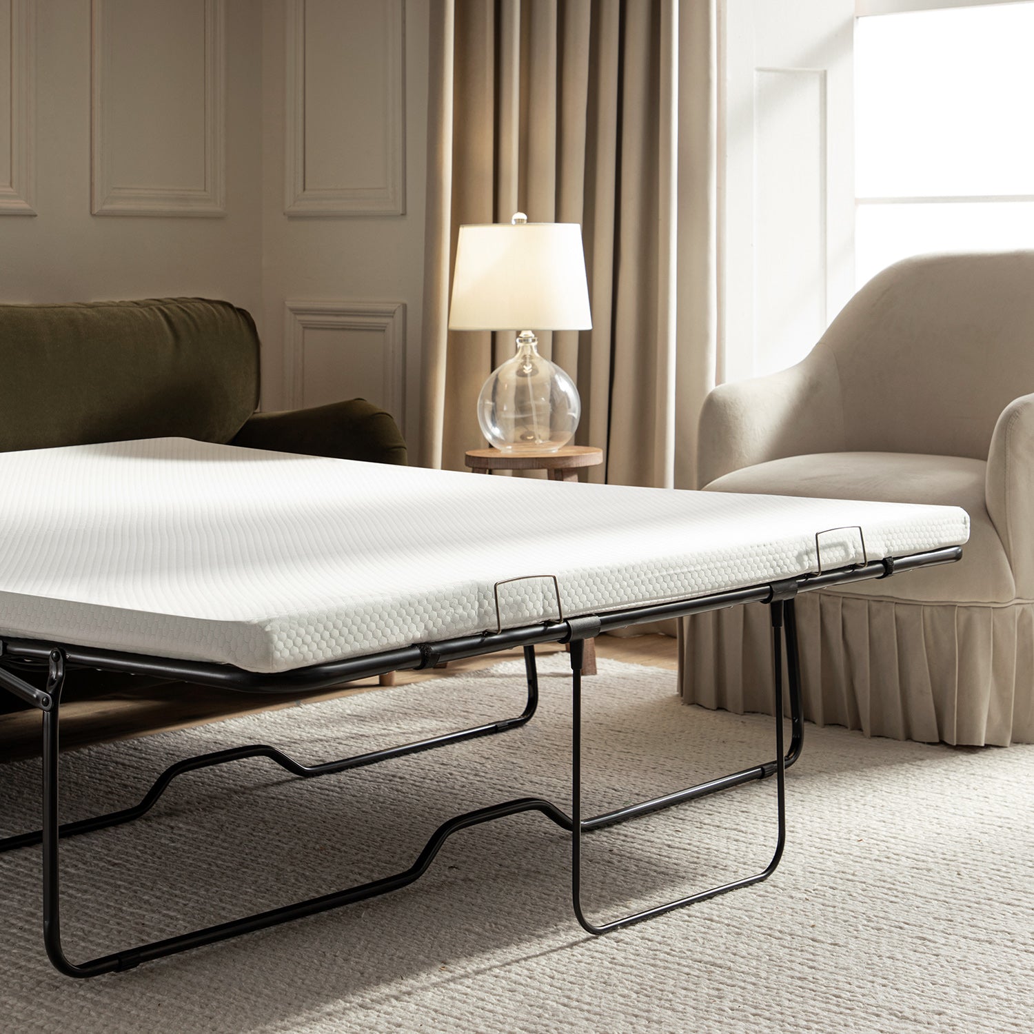 Daphnis Seaweed Velvet Sofa Bed, Large 3-Seater