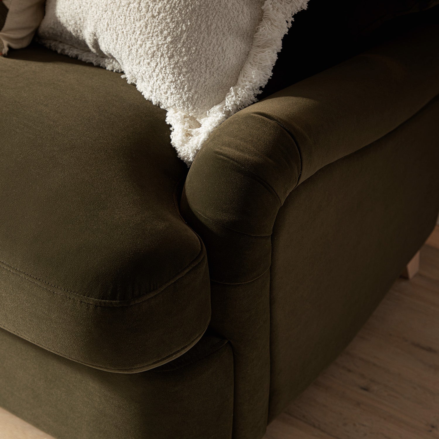 Daphnis Seaweed Velvet Sofa Bed, Large 3-Seater