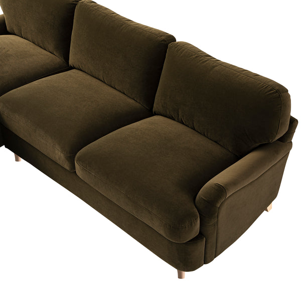 Daphnis Seaweed Velvet Sofa Bed, Grande Chaise Left Hand Facing