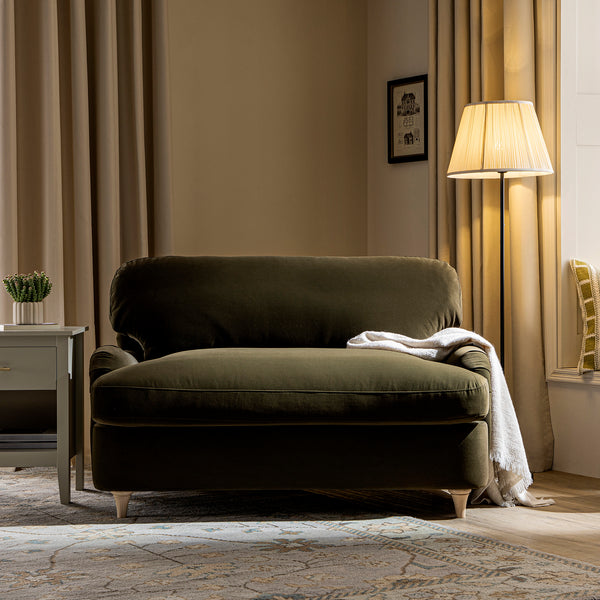 Daphnis Seaweed Velvet Sofa Bed, Loveseat