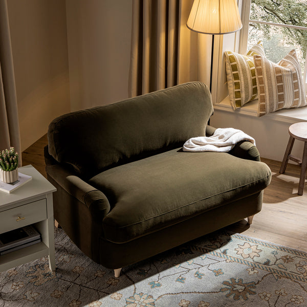 Daphnis Seaweed Velvet Sofa Bed, Loveseat